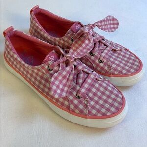 Sperry Woman’s Pink Gingham  Crest Vibe Fabric Sneakers Shoes / Size 7 1/2